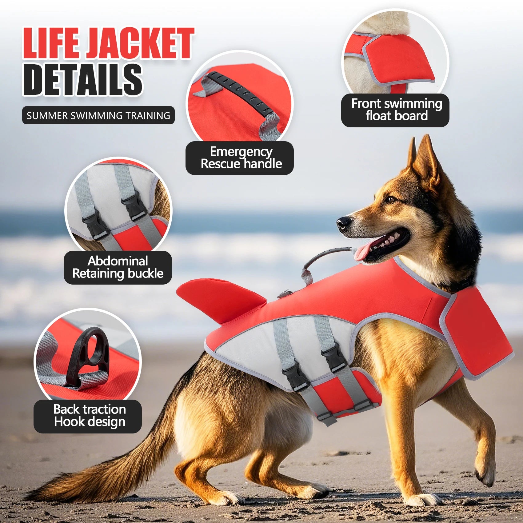 Dog Life Jacket with Reflective Stripes – High-Visibility Safety Vest