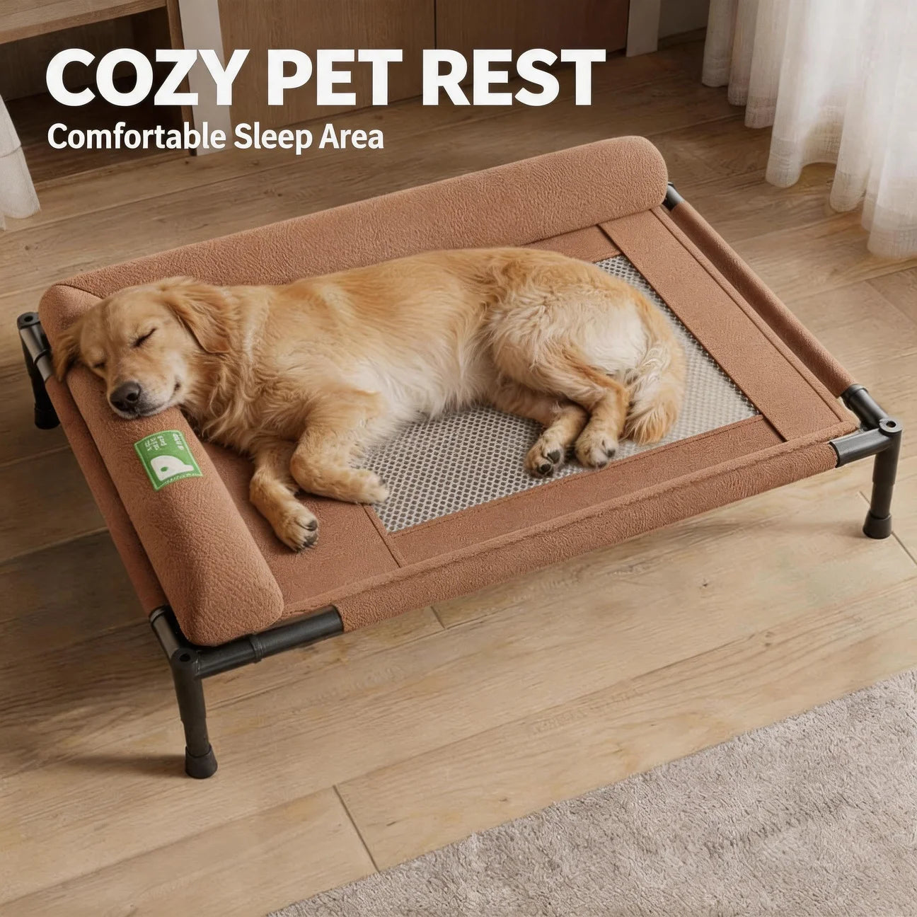 Elevated Cooling Dog Bed with L-Shaped Pillow