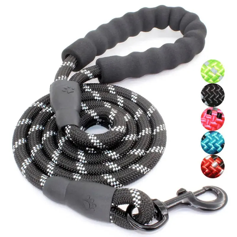 Reflective Dog Leash With Comfortable Padded Handle - Double Heavy Duty Traction Rope For Strong Dogs - Enhance Safety And Contr
