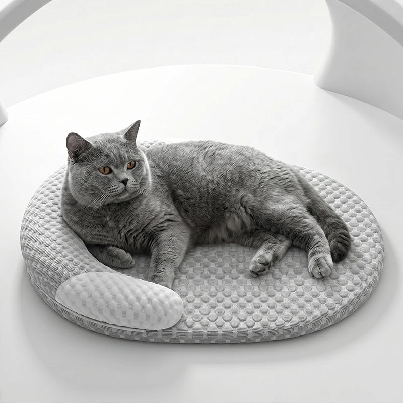 Cooling Ice Silk Pet Bed with Bolster Pillow