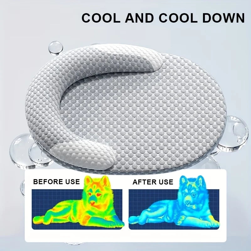 Cooling Ice Silk Pet Bed with Bolster Pillow