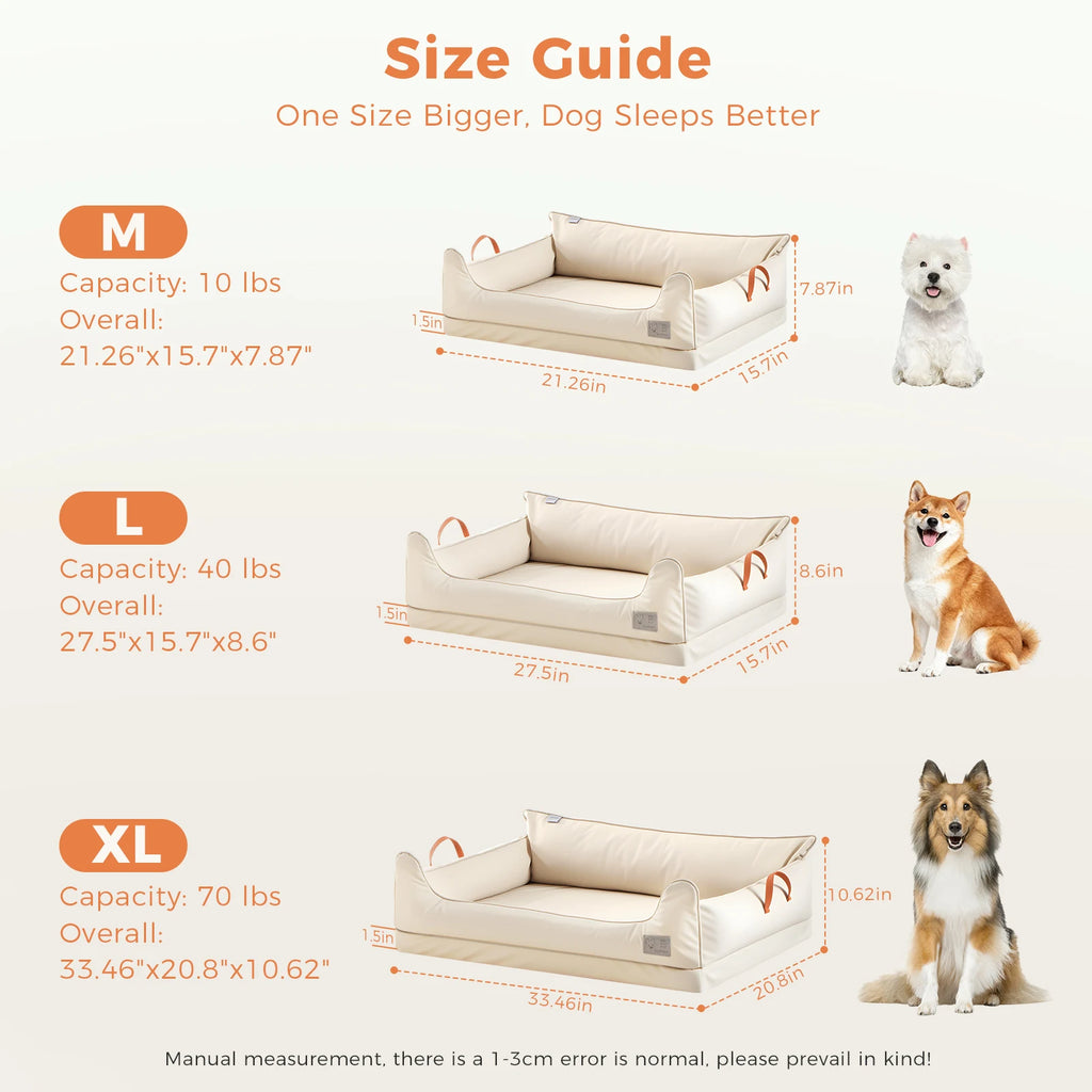 Leather Dog Bed – Waterproof Plush Rectangle Pet Bed
