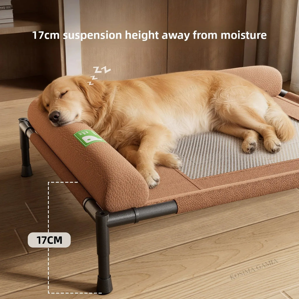 Elevated Cooling Dog Bed with L-Shaped Pillow