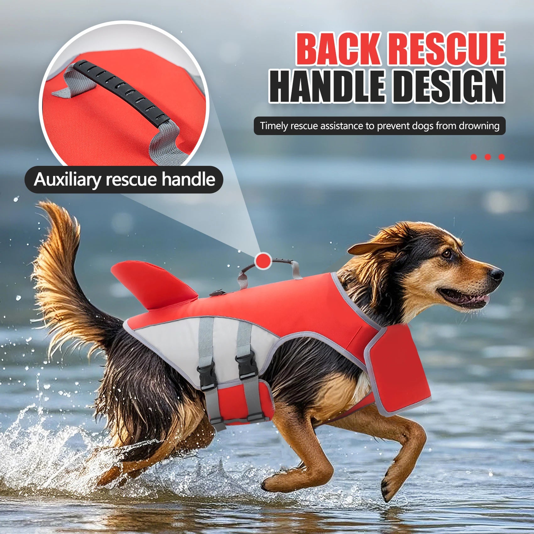 Dog Life Jacket with Reflective Stripes – High-Visibility Safety Vest
