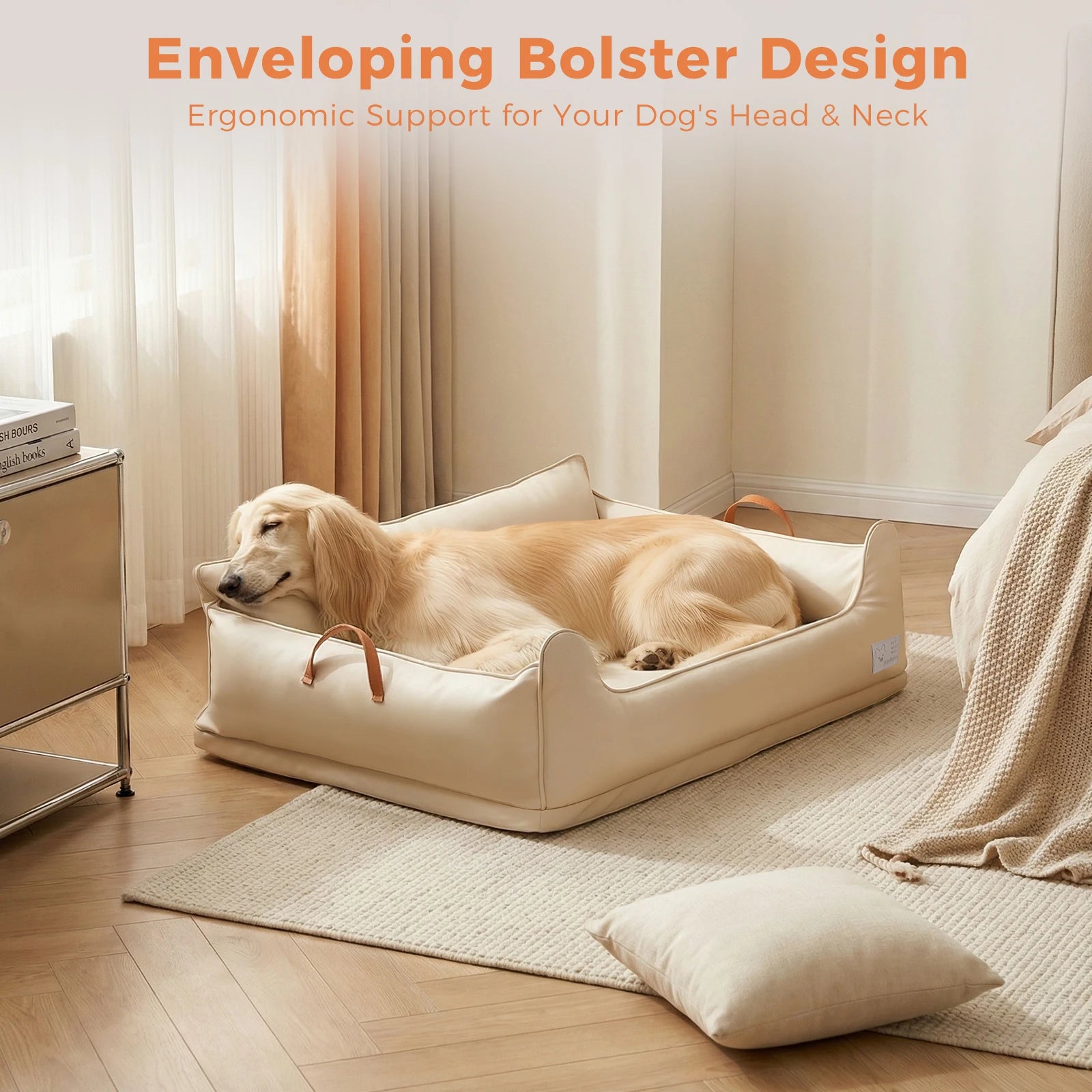 Leather Dog Bed – Waterproof Plush Rectangle Pet Bed